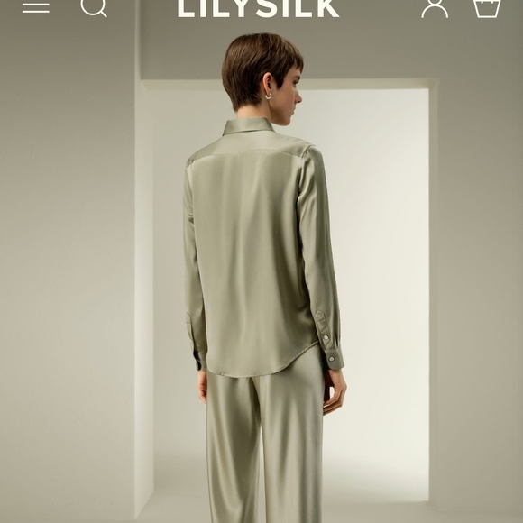 Lilysilk Timeless Silk Charmeuse Shirt Size L - Picture 2 of 11